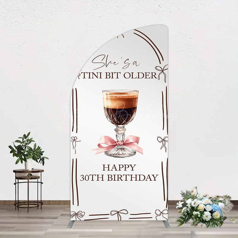 Lofaris Tini Bit Older Coffee Bow 30th Birthday Half Moon Arch Backdrop