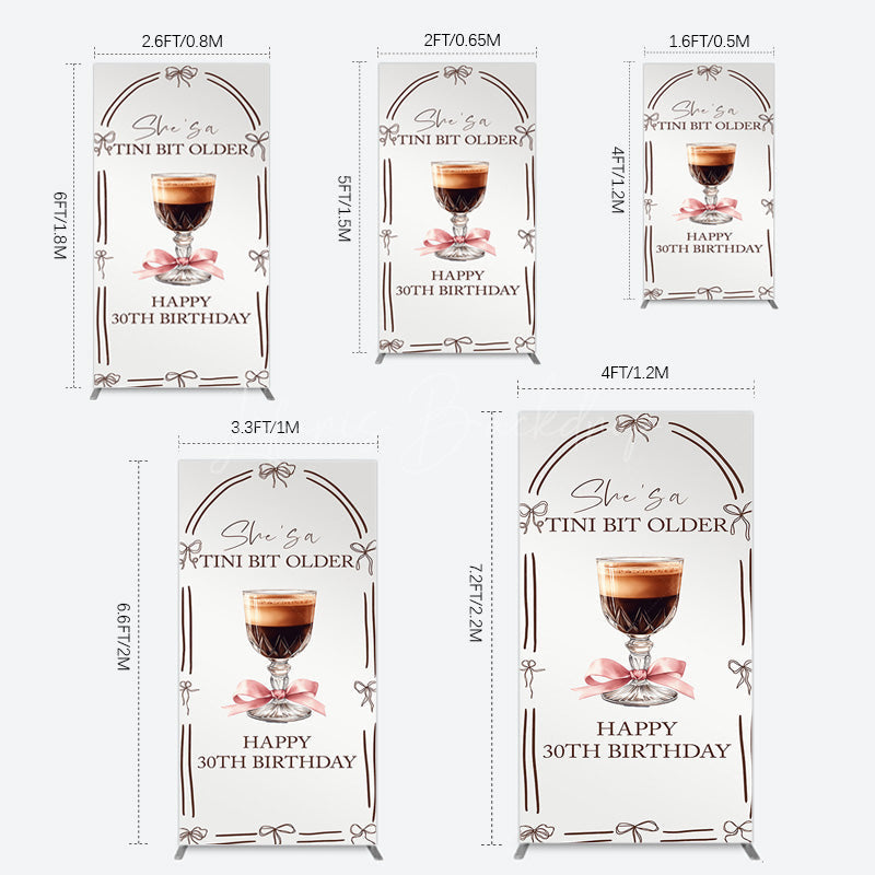 Lofaris Tini Bit Older Coffee Bow 30th Birthday Rectangle Backdrop