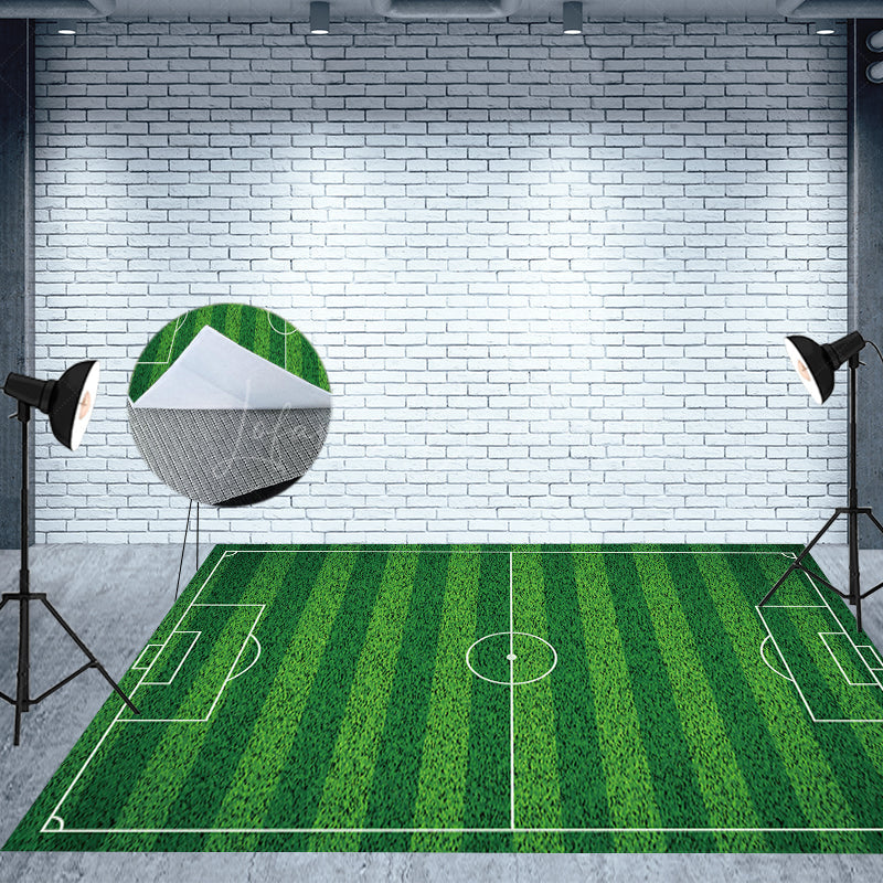 Lofaris Top View Green Football Field Fabric Floor Backdrop