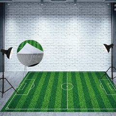 Lofaris Top View Green Football Field Fabric Floor Backdrop