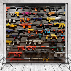 Lofaris Toy Blaster Wall Cake Smash Backdrop Fun Birthday Party Photo Prop for Boys Colorful Collection Decor
