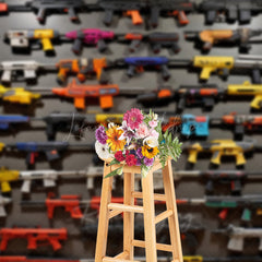 Lofaris Toy Blaster Wall Cake Smash Backdrop Fun Birthday Party Photo Prop for Boys Colorful Collection Decor