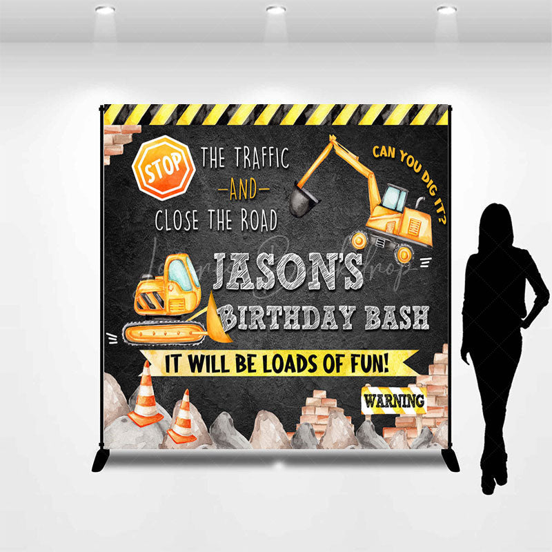 Lofaris Tractor Excavator Custom Happy Birthday Backdrop
