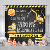 Lofaris Tractor Excavator Custom Happy Birthday Backdrop