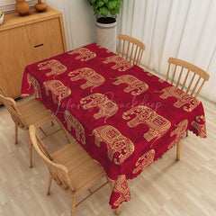 Lofaris Traditional Indian Inspired Gold Elephant Tablecloth