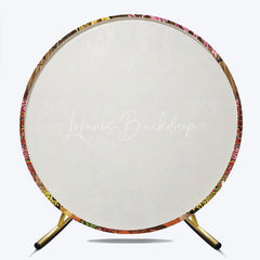 Lofaris Traditional Vietnamese Tet Holiday Round Backdrop Lunar New Year Lion Dance and Blossom Party Decoration