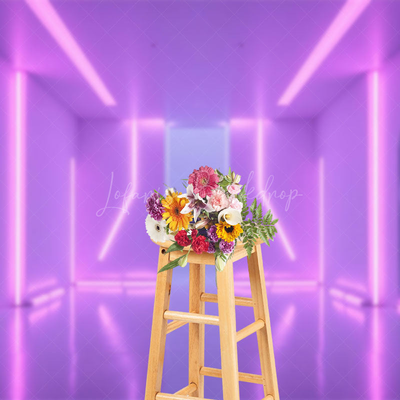 Lofaris Tranquil Futuristic Interior Neon Lights Backdrop