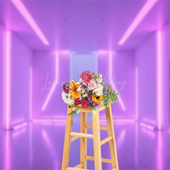 Lofaris Tranquil Futuristic Interior Neon Lights Backdrop