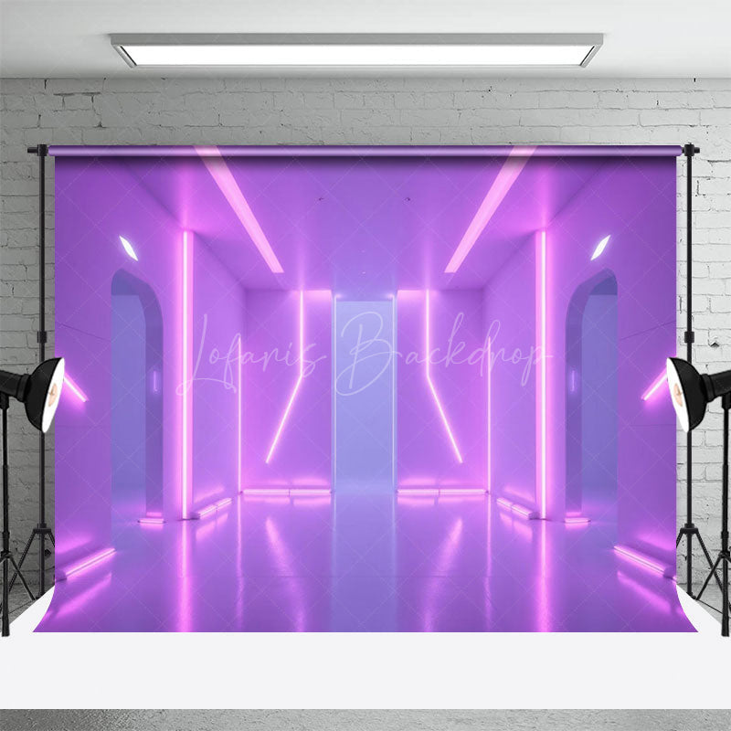 Lofaris Tranquil Futuristic Interior Neon Lights Backdrop