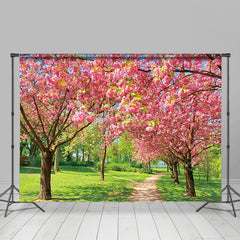 Lofaris Tranquil Pink Sakura Forest Path Spring Backdrop