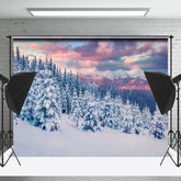 Lofaris Tranquil Snowy Forest Sky Gradient Winter Backdrop