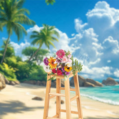 Lofaris Tranquil Tropical Beach Scene Palms Summer Backdrop