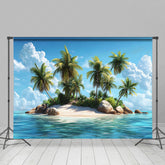Lofaris Tranquil Tropical Island Scene Palm Trees Backdrop