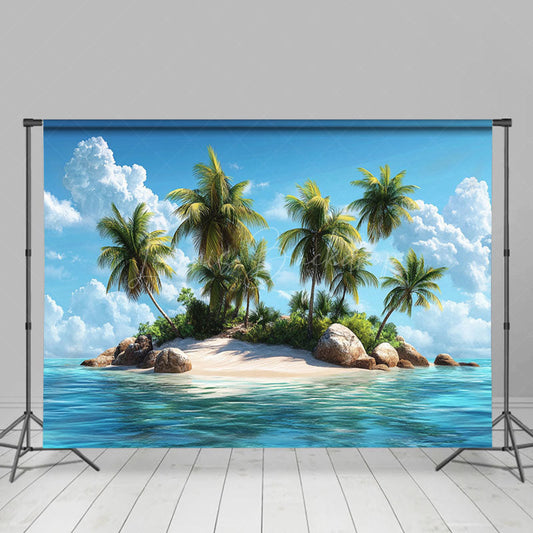 Lofaris Tranquil Tropical Island Scene Palm Trees Backdrop