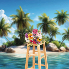 Lofaris Tranquil Tropical Island Scene Palm Trees Backdrop