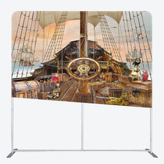 Lofaris Treasure Pirate Galleon Birthday Pillow Cover Backdrop