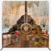Lofaris Treasure Pirate Galleon Birthday Pillow Cover Backdrop