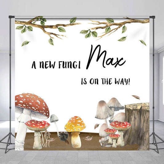 Lofaris Tree Stump New Fungi Cusom Name Baby Shower Backdrop