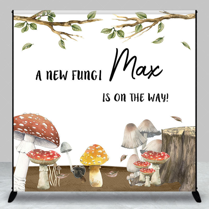 Lofaris Tree Stump New Fungi Cusom Name Baby Shower Backdrop