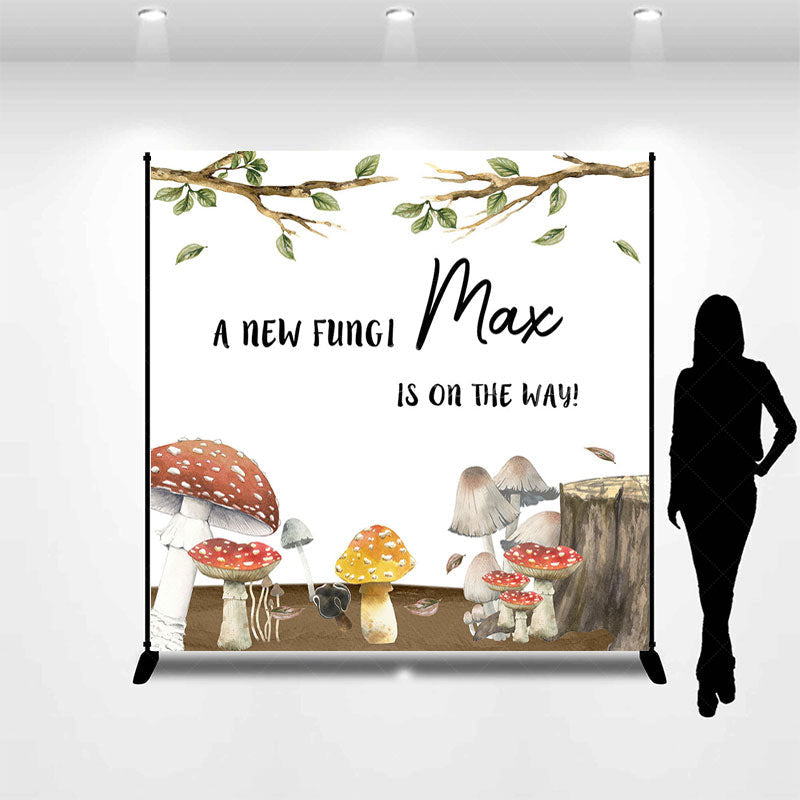 Lofaris Tree Stump New Fungi Cusom Name Baby Shower Backdrop