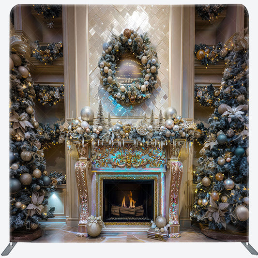 Lofaris Trees Fireplace Bell Retro Wall Tension Fabric Backdrop