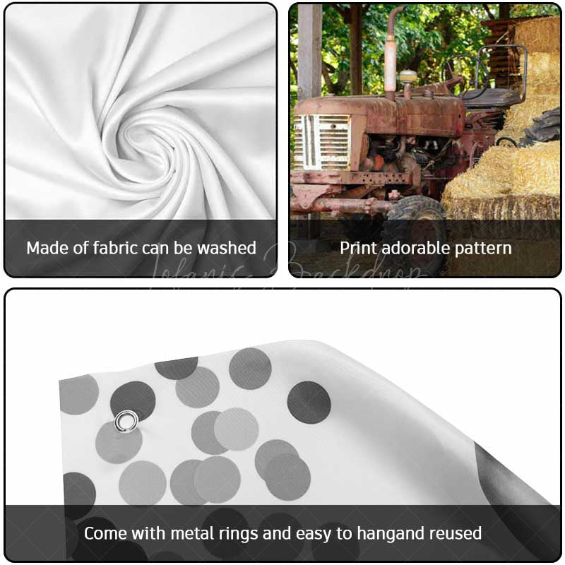 Lofaris Trees Old Tractor Stacks Autumn Garage Door Banner