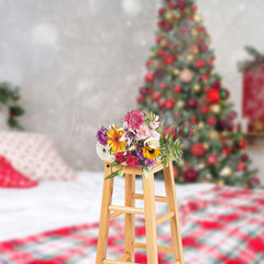 Lofaris Trees Snowy Christmas Vibe Bedroom Scene Backdrop