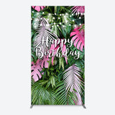 Lofaris Tribal Green Pink Monstera Birthday Rectangle Backdrop