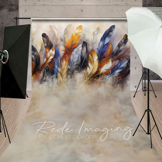Lofaris Tribal Indigenous Feathers Fine Art Sweep Backdrop