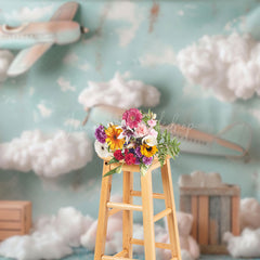 Lofaris Trip Begins Plane Teddy Clound Cake Smash Backdrop