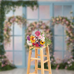 Lofaris Triple Floral Arch Blue Door Sweet Wedding Backdrop