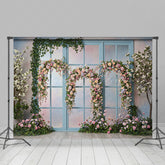 Lofaris Triple Floral Arch Blue Door Sweet Wedding Backdrop