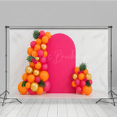 Lofaris Tropical Balloon Arch Cake Smash Backdrop Pink Orange and Gold Balloons Summer Themed First Birthday Photo Prop