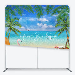 Lofaris Tropical Beach Flamingo Summer Luau Square Double-Sided Backdrop Hawaiian Island Aloha Party Decoration