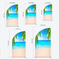 Lofaris Tropical Beach Half Moon Arch Backdrop with Blue Sky and Palm Trees Clear Ocean Water Sandy Shore
