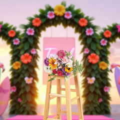 Lofaris Tropical Flamingo Floral Hawaii Surf Board Backdrop