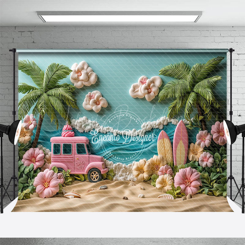 Lofaris Tropical Flower Sand Beach Sea Summer Backdrop