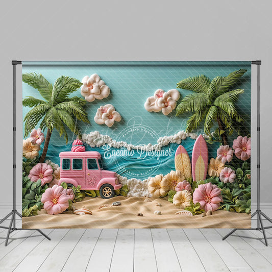 Lofaris Tropical Flower Sand Beach Sea Summer Backdrop