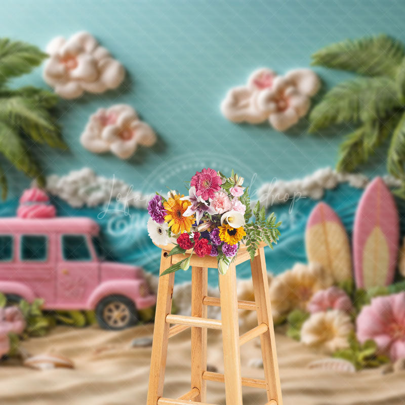 Lofaris Tropical Flower Sand Beach Sea Summer Backdrop