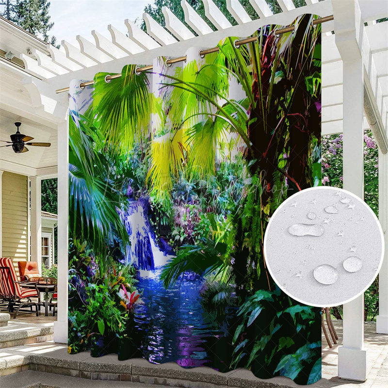 Lofaris Tropical Forest Waterproof Prined Outdoor Curtains For Gazebo