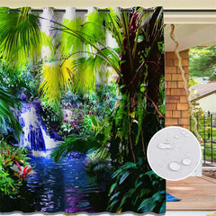 Lofaris Tropical Forest Waterproof Prined Outdoor Curtains For Gazebo