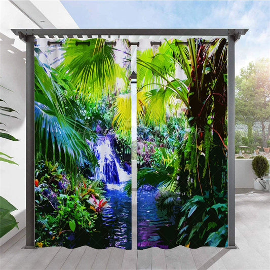 Lofaris Tropical Forest Waterproof Prined Outdoor Curtains For Gazebo