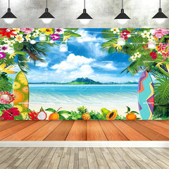 Lofaris Tropical Hawaiian Summer Backdrop Beach Luau Party Palm Tree Photo Booth Photography Background