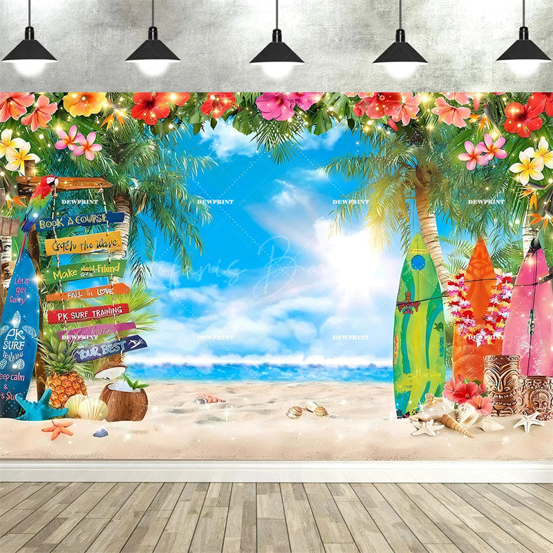 Lofaris Tropical Hawaiian Summer Backdrop Beach Luau Party Palm Tree Photo Booth Photography Background