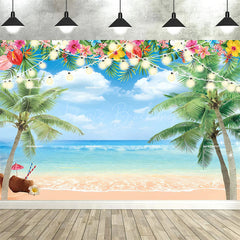 Lofaris Tropical Hawaiian Summer Backdrop Beach Luau Party Palm Tree Photo Booth Photography Background