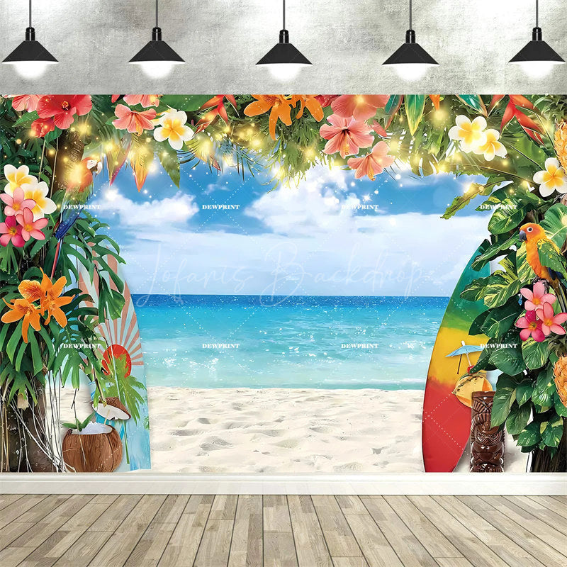 Lofaris Tropical Hawaiian Summer Backdrop Beach Luau Party Palm Tree Photo Booth Photography Background