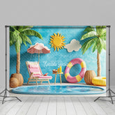 Lofaris Tropical Indoor Pool Scene Lounge Chair Backdrop