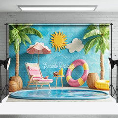 Lofaris Tropical Indoor Pool Scene Lounge Chair Backdrop