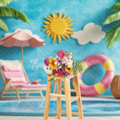 Lofaris Tropical Indoor Pool Scene Lounge Chair Backdrop