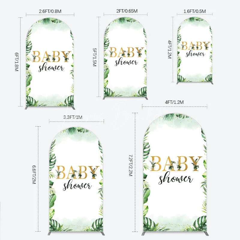 Lofaris Tropical Leaves Baby Shower Arch Backdrop Safari Greenery Gold Glitter Party Decoration Jungle Plant Background